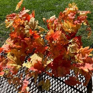 TWO ARTIFICIAL MAPLE LEAF BUNCHES